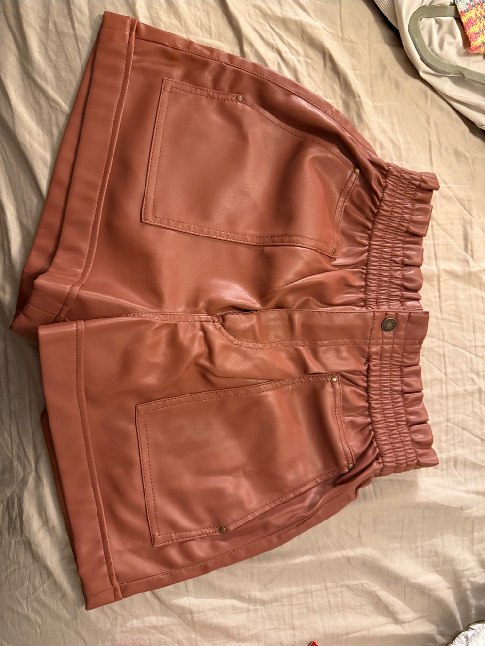 Zara Faux Leather Paperbag Shorts - Rose Brown